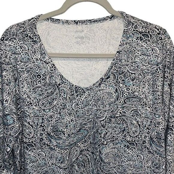 Pure Jill J. Jill Printed Soft-V-Neck Top Paisley Size XL - Picture 2 of 8